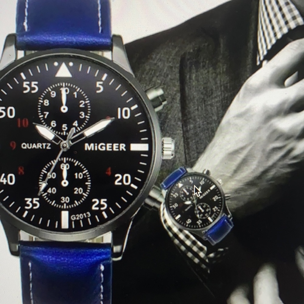 Men’s MiGEER Renegade Quartz Leather Watch NWT